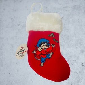 An American Tail Christmas Stocking Ornament, Vintage 1986, Holiday Fievel